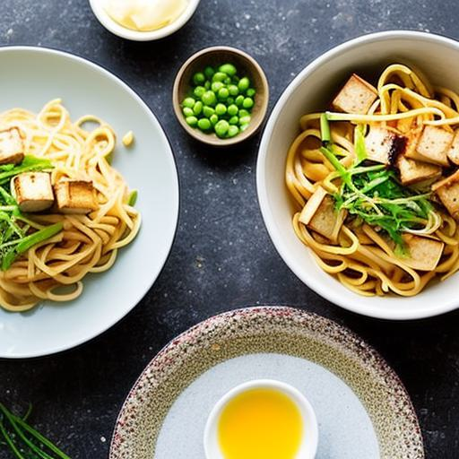 豆腐と春菊の白みそうどん